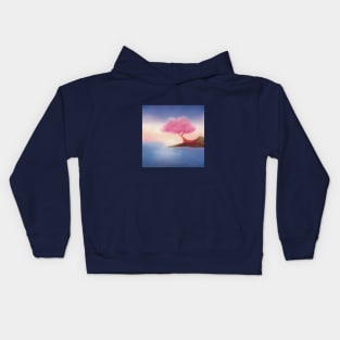 Beautiful Lake with Sakura Tree Kids Hoodie